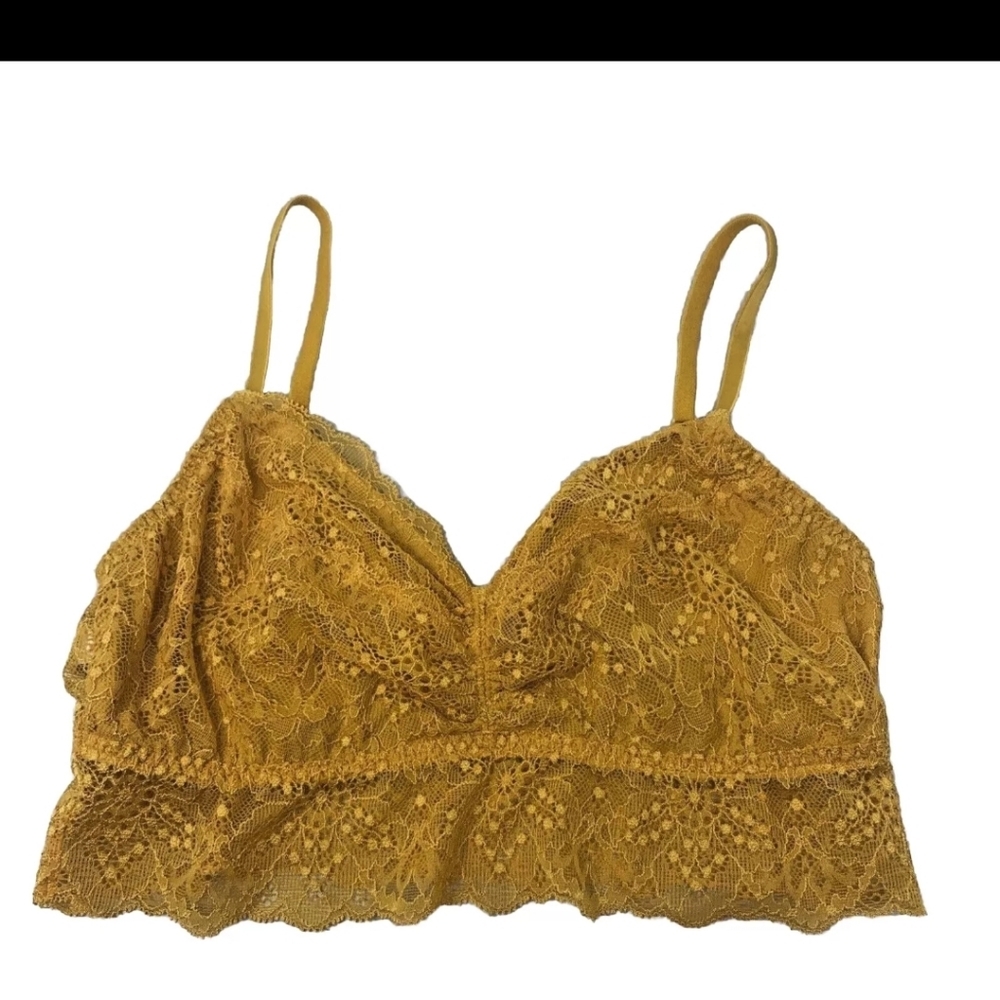 Victoria’s Secret Pink Women's Size Medium Yellow Orange Lace Bralette Bra